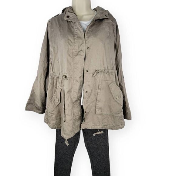 Only Tan Hooded Utility Jacket Large - Picture 2 of 5